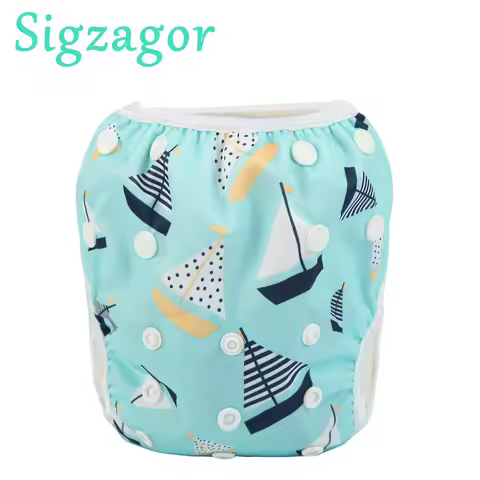 [Sigzagor] 1 LARGE Big Swim Diaper Nappy Pants Swimsuit One Size All In One Reusable Baby Girl Boy T
