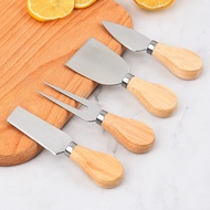 LdgCheese Knife Set Stainless Steel Cheese Knife Wooden Handle Cheese Butter Knife and Fork Set European Style Baking Ch