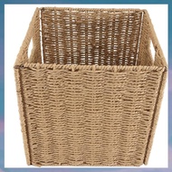(XCTS) Woven Seagrass Farmhouse Kitchen Storage Organizer Basket Bin with Handles for CabinetsPantry