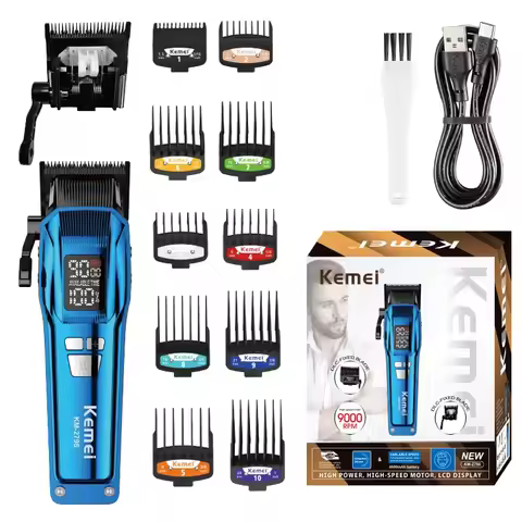 KEMEI Hair Trimmers Clippers Professional Cordless 4600mah Lasting Rechargeable Hair Trimmers Clippe