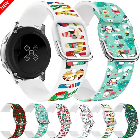 20 22mm Christmas Day Silicone Strap For Samsung Galaxy Watch 7/6/5/4/3 bracelet Band For Huawei Wat