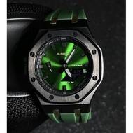 Casioak Customised GA-2100, GA2100 Emerald Green In Green Facedial, Black Stainless Steel Bezel And 