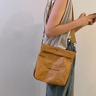 Retro Design Bag National Trendy Small Shoulder Bag Kraft Dupont Paper Bag Small Bag Pleated Shoulder Messenger Bag