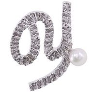 TASAKI 首字母 Y 胸針，銀色，帶珍珠，約 3.4 克，男女通用 [二手]