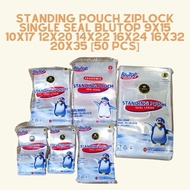 Standing Pouch Ziplock Double Seal Blutop 9X15 10X17 12X20 14X22 16X24 16X32 20X29 20X35 [50 Pcs] ||