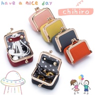 Chihiro Small Wallet - Solid Color Genuine Leather with Kiss Lock Mechanism