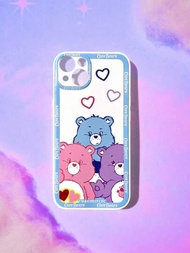 ROMWE X Care Bears 彩虹心絨毛熊顏色繪畫白色手機外殼,適用於iphone12/13/14系列