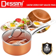 DESSINI ITALY Zero Fat 16CM Sauce Pan Aluminium Induction Non Stick Copper Milk Pot Frying Pan Casse