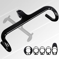 Carbon Integrated Handlebar, KABON Bicycle Handle bar and Stem Ultra-Light Aero Bars Handlebars One Piece Racing Bicycle Handlebar Glossy Black KACE0008