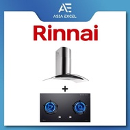 RINNAI RH-C209-GCR 90CM CHIMNEY HOOD + RINNAI RB-72G 2 BURNER HYPER FLAME BUILT-IN GLASS HOB