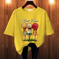 GET FASHION - BAJU KAOS ATASAN WANITA DEWASA PRINT BEST FRIEND BLUS JUMBO T SHIRT CASUAL