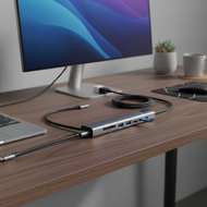 USB Type C Hub 81:4K,,USB 3.0,PD,SD/TF  Penyesuai USB Type C Hub 8-dalam-1: 4K HD, Ethernet, USB 3.0