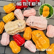 Savings Piggy Bank, Piggy Bank, Porcelain Piggy Bank, Cute PEANUT style ceramic savings piggy bank