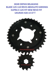 GEAR GIR DEPAN BELAKANG YUZAKA BLADE 125 FI 14 37 T SUPRA X 125 FIT NEW REVO ABSOLUTE BLADE REVO FIT