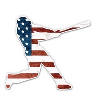 Squiddy Baseball Player American Flag - Vinyl Sticker Decal for Phone, Laptop, Water Bottle (2.5" Wi