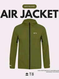 T8 Run เสื้อแจ็คเก็ต ฮู้ดดี้ Air Jacket แขนยาว กันลม ใส่วิ่ง กีฬากลางแจ้ง เดินป่า เบา สีเขียว  GREEN