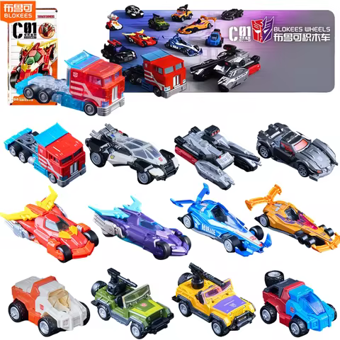 12pcs BLOKEES C01 Transformers Megatron Optimus Prime Hot Rod Mirage Rodimus Prime Tracks Action Fig