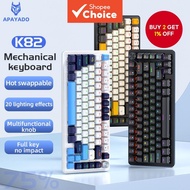 APAYADO K82 Gaming Keyboard Mechanical 82 Keys Knob Full Key Swappable Cool Backlight Wired