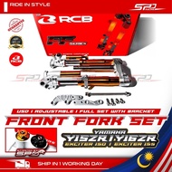 Y15 Y16 Front Fork Set I USD Adjustable RCB Racing Boy I Full Set With Bracket For YAMAHA Y15 / Y15Z