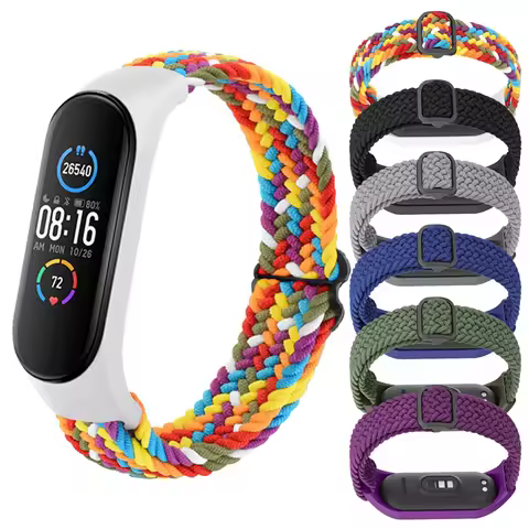 Watch Band for Xiaomi Mi Band 7 6 5 4 3 Strap Braided Elastic Adjustable Bracelet for Amazfit Band 5