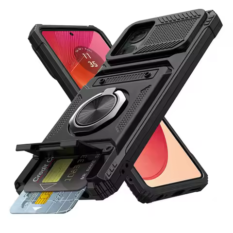 Magnetic Card Holder Case for Motorola Edge 50 Fusion Pro Rotated Ring Kickstand Protecte Cases for