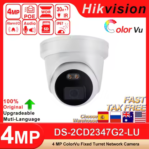Hikvision Original DS-2CD2347G2-LU 4 MP ColorVu Fixed Turret POE Network Camera 24/7 Colorful Imagin