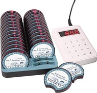LOUKIENE Restaurant Pager System, 26 Coaster Buzzers, White Keyboard, Wireless Calling System Guest 