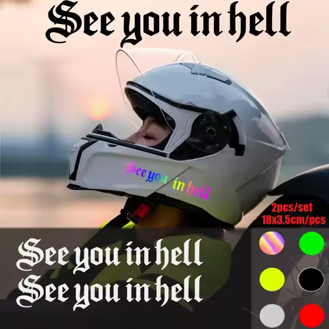Car Stickers See You In Hell Vinyl Laser Sticker 2PCS Helmets Fuel Tank Decal Motorcycle Racing Acce