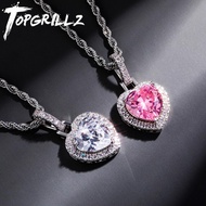 TOPGRILLZ 6 Color Heart Pendant Necklace High Quality Bling Iced Out Cubic Zirconia Hip Hop Fashion Jewelry Gift For Women