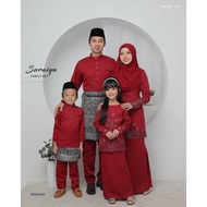 Baju Raya Set Family/Suraiya Maroon/Family Sets/Raya Sedondon/Baju Kurung/ Baju Melayu/Kurung Moden/