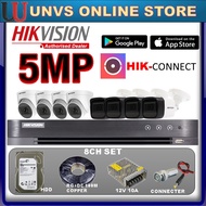 HIKVISION HIK 5MP HIK FULL Set 8-CHANNEL CCTV 8CH DVR UP TO 5MP DVR + CAM + CABLE + POWER + CONNECTE