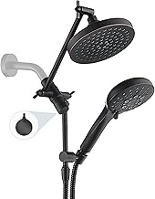 BRIGHT SHOWERS Rain Shower Head with Handheld Spray Built-in Power Wash, High Pressure Dual Shower Head with Height Adjustable Extension Arm, 3-Way Diverter, 9 Settings Handheld, 69” Long Hose, ORB