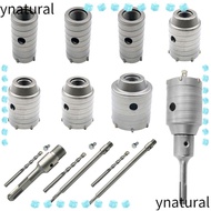 YNATURAL Hole Saw Set SDS Plus Drilling Tool Cement Stainless Steel Concrete Stone Tool Wall Hole Sa