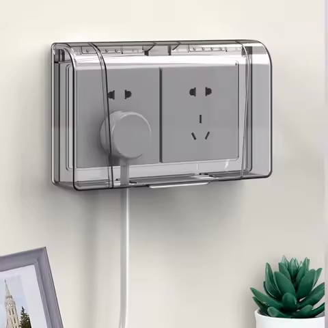 Type 86 Double Self-adhesive Waterproof Box Switch Socket Protective Cover Splash Proof Box Bathroom