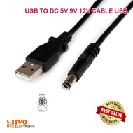 USB TO DC 5V 9V 12V CABLE USB (FEMALE) TO 2.1MM OR 2.5MM X 5.5MM CABLE 1 METER