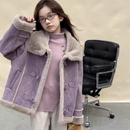 YADOU ชุดฤดูใบไม้ร่วงน่ารักสำหรับเด็กผู้หญิง-แจ็กเก็ตแนวขนสัตว์เทียมนุ่มพร้อมชุดเสื้อกันหนาวถักสไตล์