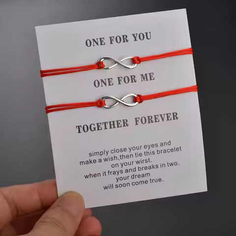2 Pcs Infinity Woven Rope Couple Bracelets for Women Men Handmade Braided Rope Adjustable Eight-char
