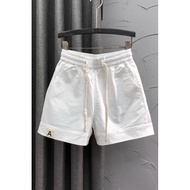 European European White Casual Denim Shorts Women's Day Fashion Drawstring Wash Loose A-Line Wide-Le