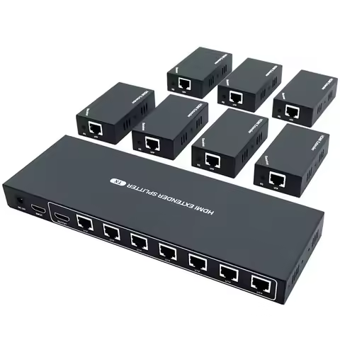 HDMI Extender Splitter 1x7 1080P@60Hz Over Cat 5E/6/7 Ethernet Cable 50m Support HDMI Loopout EDID C