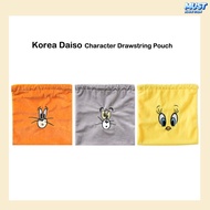Korea Daiso Tom and Jerry Tweety Drawstring Pouch Character String Bag