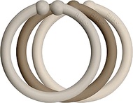 BIBS LOOPS 12 Pack. BPA Free. Food Grade. 100% BPA, PVC and Phthalate Free, Sand/Dark Oak/Vanilla