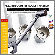 18mm CRV FLEXIBLE COMBINATION SOCKET WRENCH SPANNER 12 POINT FLEXIBLE OPEN END & SOCKET WRENCH SPANA