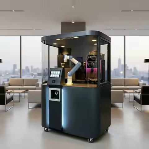 Custom Fully Automatic Smart Coffee Maker Robot Vending Machine 6-Axis Cobot Arm 45-90s/Cup 1-Year W