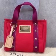 LV 紅色金牌小托特帆布包