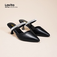 (Lovito Refine) Elegant Plain Rhinestone Curtis Pointed Toe Kitten Heels Heels for Women LFAR8401