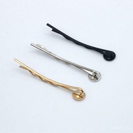 4.5cmDIY Children Wave Black Gold Silver Flat Clip Hair Clip Hairpin Alloy Handmade Hair Accessories