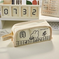 Cute Cartoon Pencil Case with Handle Wide Opening Simple Pencil Cases