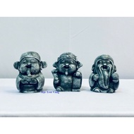 Set of 3 statues of Tam Da (Phuc Loc Tho) painted with imitation stone to decorate fish tank rockery