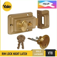 Yale Rim Lock Night Latch V78 GL Gold Lacquer Authentic