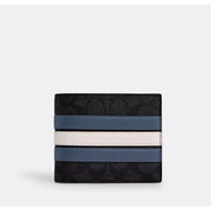 [ORIGINAL 100%] Coach Men Wallet In Signature Canvas With Varsity Stripe
